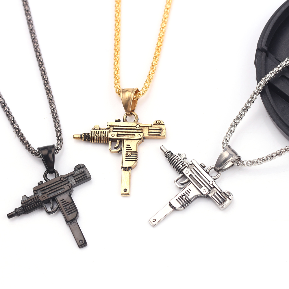 Men Accessories Necklace - Collar con Colgante de Pistola Uzi