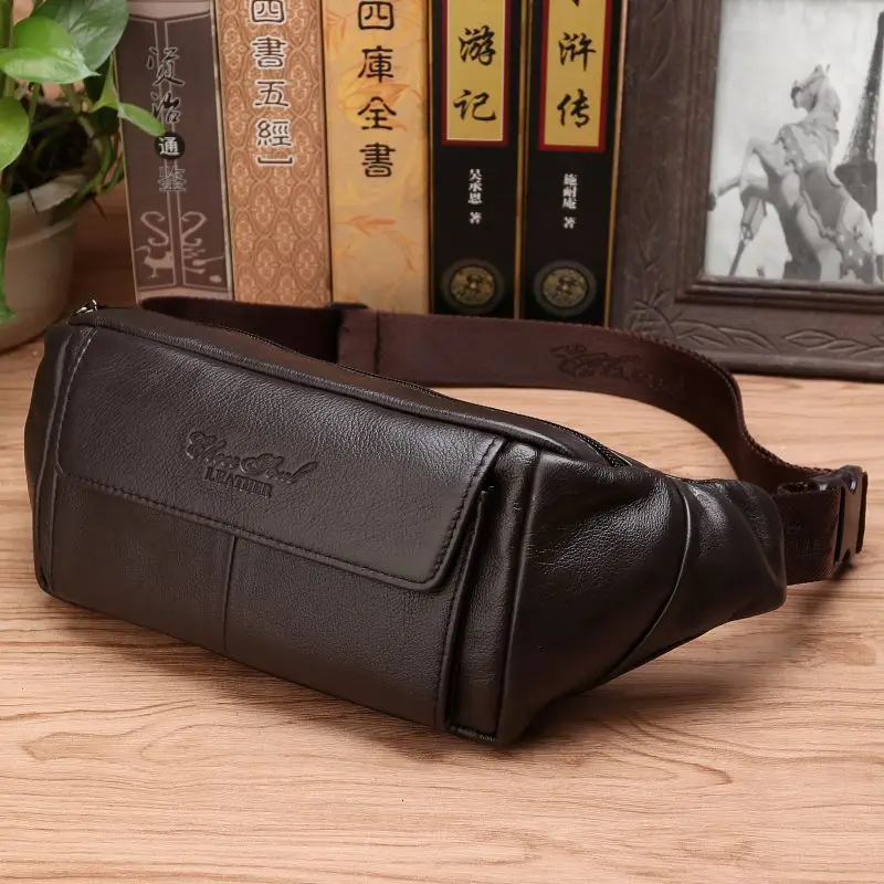 Men Accessories Box - Riñonera de Cuero Genuino para Hombre,