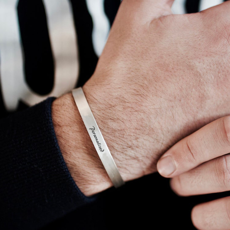 Men Accessories Name - Brazalete con grabado gratis de 4MM