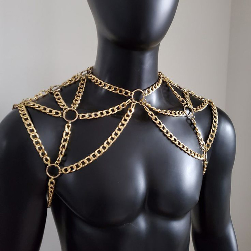 Men Accessories Silver - Punk hombres hombro cuerpo cadena espalda