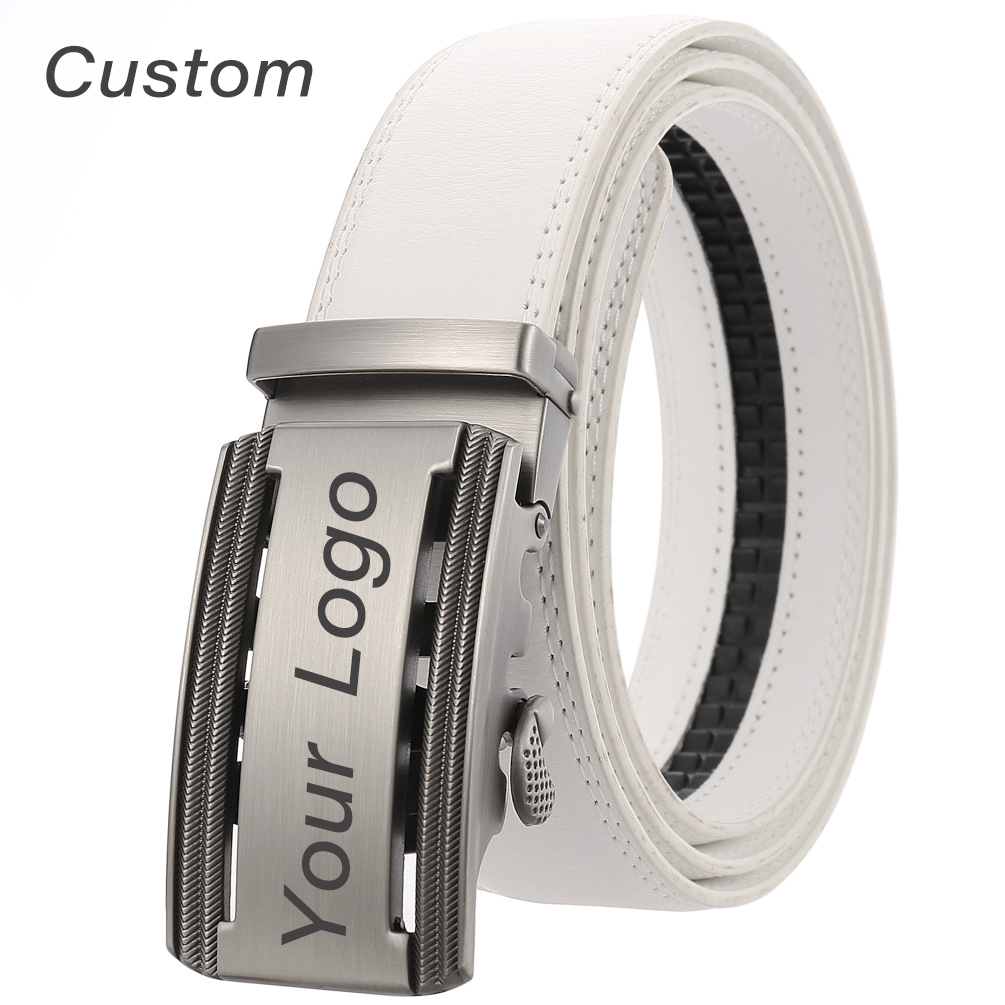 Men Accessories Name - Cinturón de cuero blanco personalizado para