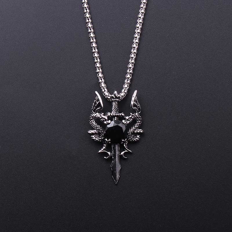 Men Accessories Necklace - Collar con Cruz de Doble Dragón